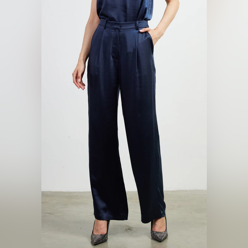 Skies Are Blue Navy Wide Leg Pants